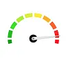 Speedometer with color-coded performance gauge