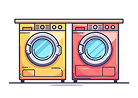 Illustration of two washing machines.