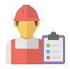 Worker holding a checklist with a helmet.