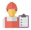 Worker holding a checklist with a helmet.