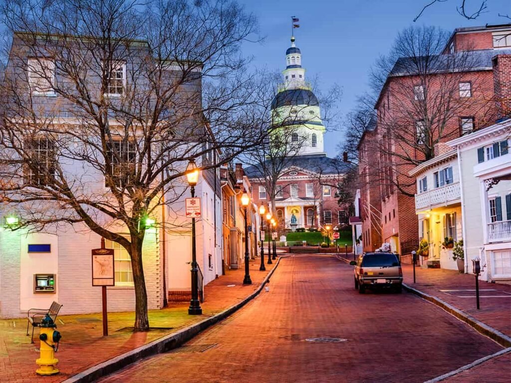 Historic street view with Maryland State House